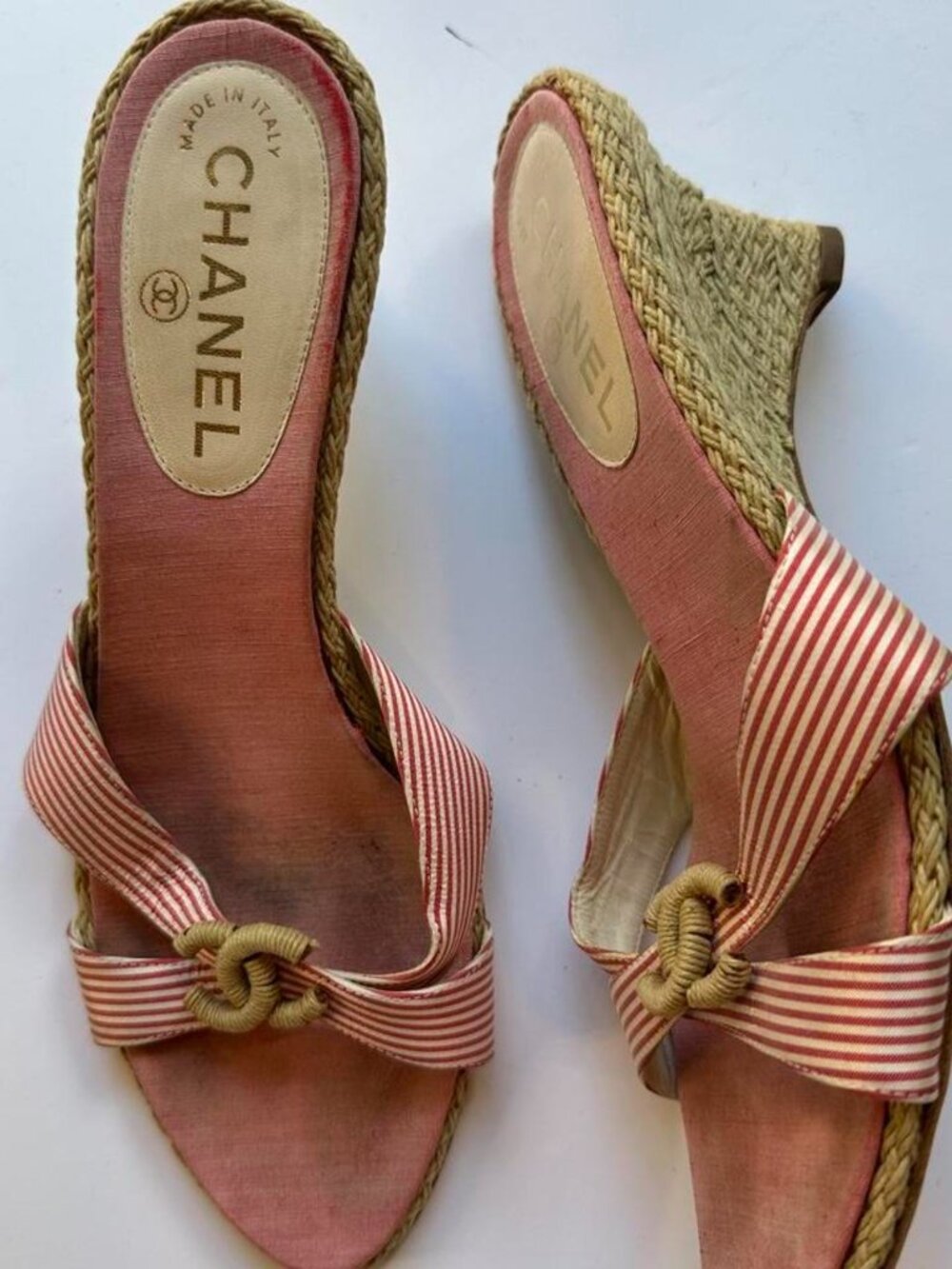 Vintage Chanel CC Espadrille Wedge Sandals – Size 39 - Picture 2 of 3